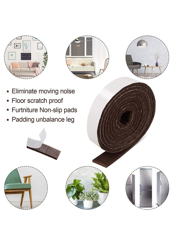 Generic Self Stick Heavy Duty Felt Strips Self Adhesive Felt Tapes Polyester Felt Strip Rolls for Protecting Furniture and Freedom DIY Adhesive (4, Brown)1/2 x 60 Inch - Image 3