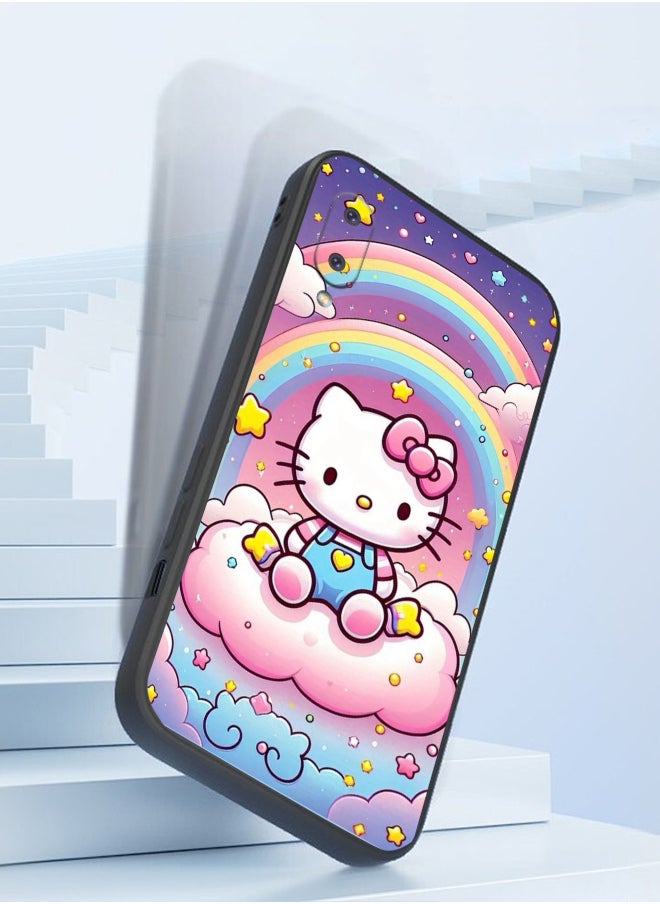 Protective Shockproof Case Cover For Samsung Galaxy A02(EU) Hello Kitty cartoon rainbow cat Drawing