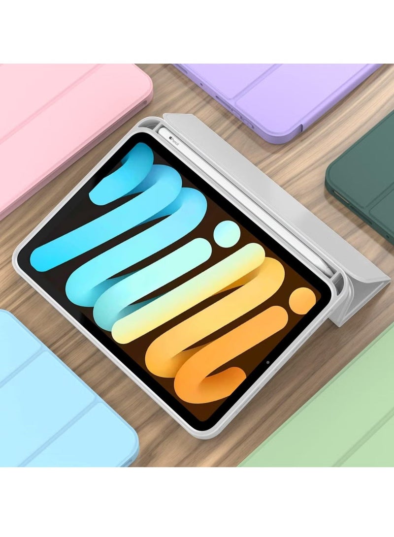 راكسوم حافظة جديدة لجهاز iPad Mini 6 (8.3 بوصة، الجيل السادس 2021) مع حامل قلم، وحامل ثلاثي الطيات، وحافظة ذكية، وغطاء خلفي ناعم من مادة TPU، وخاصية الإيقاظ/السكون التلقائي - Image 4