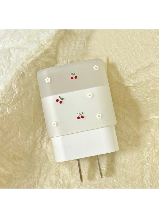 Generic - Frosted For Apple 20w/18w Charging Head Cover Data Line Protective Cover Bite Cherry Blossom-Color:Three-color Smiling Face [five-piece Set-big Head 1-small Head 2-protecting Rope 1-strap 1] - Image 1
