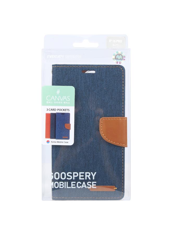 GOOSPERY Case For iPhone 16 Pro CANVAS DIARY Fabric Texture Flip Leather Phone Case  - Image 4