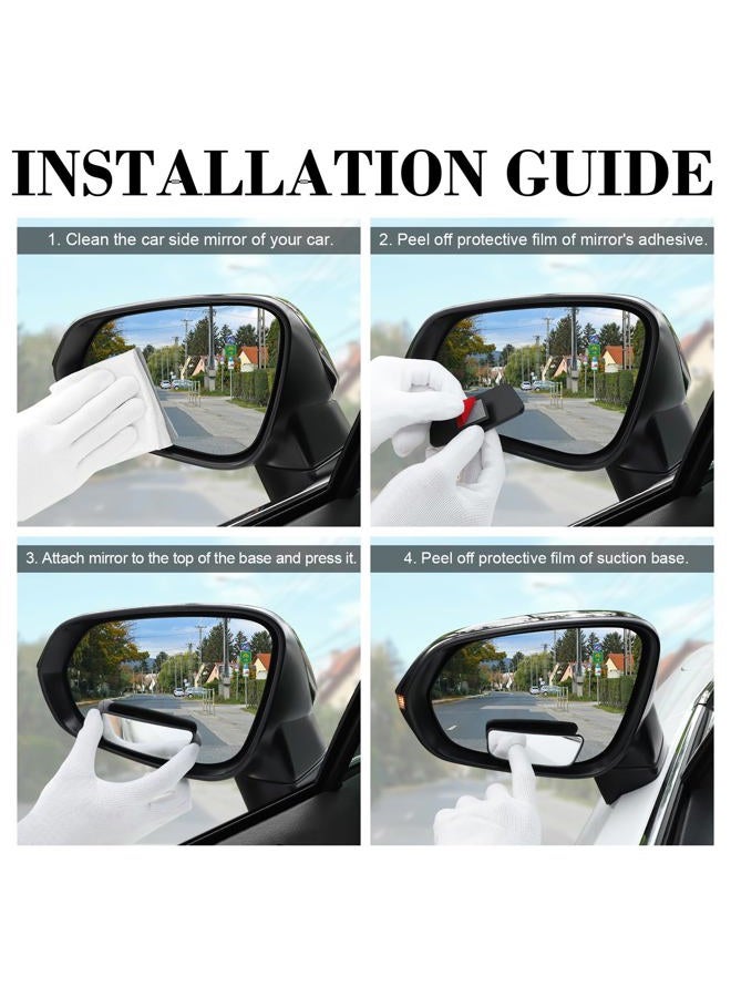 Livtee Framed Rectangular Blind Spot Mirror, HD Glass and ABS Housing Convex Wide Angle Rearview Mirror with Adjustable Stick for Universal Car (2 pcs) - Image 4