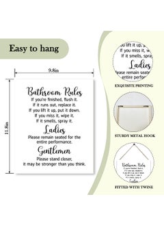 AWDSTN Bathroom Rules Sign Wooden Picture Frame Home Wall Decor Housewarming Gifts for Friends Family Coworker Funny Wall Art Hanging Wall Plaque Home Sign for Farmhouse Bathroom Toilet Restroom 27  - Image 2