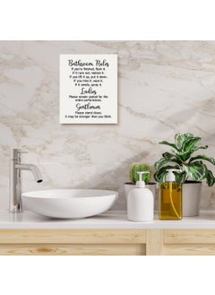 AWDSTN Bathroom Rules Sign Wooden Picture Frame Home Wall Decor Housewarming Gifts for Friends Family Coworker Funny Wall Art Hanging Wall Plaque Home Sign for Farmhouse Bathroom Toilet Restroom 27  - Image 5