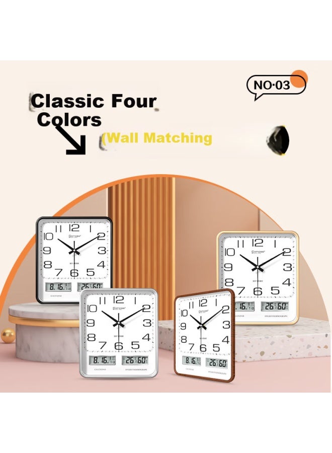 Compas Compas Living Room Special Calendar Temperature And Humidity Clock Simple Quartz Wall Clock C3236 Flash Gold 34cm - Image 5