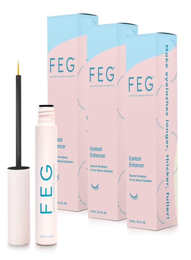 FEG Eyelash Enhancer Rapid Eyelash Growth Serum with Natural Ingredients | Lash Serum for Growing Naturally Thick, Full, and Long Eyelashes | Stimulates Natural Eyelash Growth | 3-Pack of 3ml Tubes - Image 1