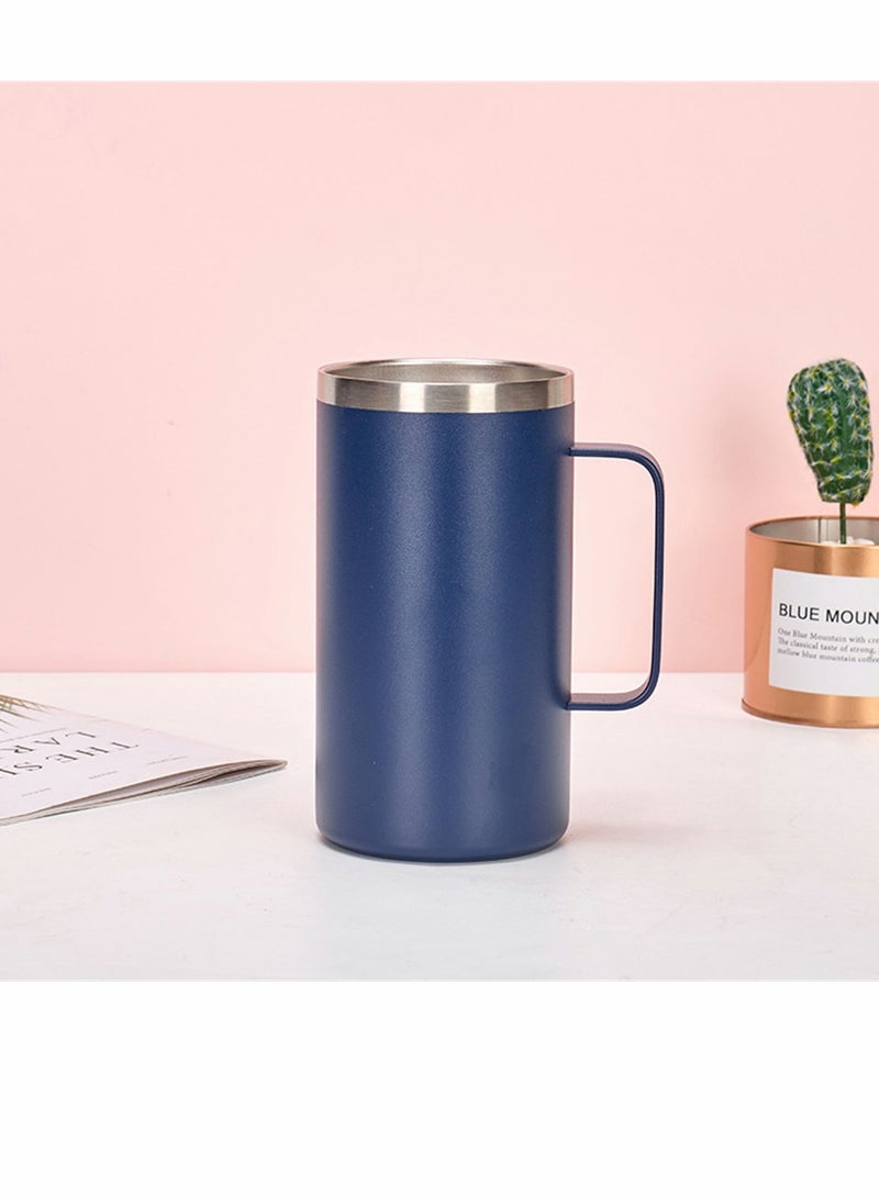 KASTWAVE Coffee Mug, 22 Oz Stainless Steel Insulated Coffee Mug with Handle, Tumbler Cup with Sliding Lid, Double Wall Vacuum Travel Mug for Hot and Cold Drinks Tea, Dark Blue  - Image 5