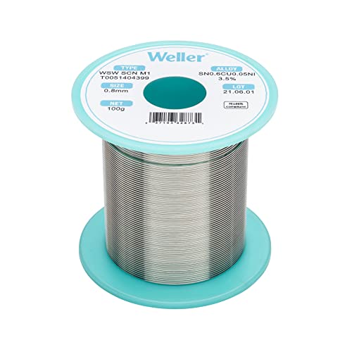 Weller WSW SCN M1 T0051404399 Lead Free Solder Wire Dia 08 mm 0039 in Wt 100 g 3527 oz Alloy Sn993Cu06Ni005 Flux content 35 - Image 1