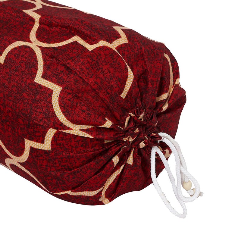 Kuber Industries Bolster Cover | Soft Cotton Bolster Cover Set|Diwan Round Bolster Pillow Covers|Luxurious Lattice Print Roll Masand Cover | 16x32 Inch|Pack of 12 | Red - Image 5