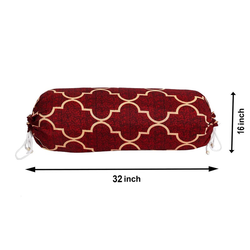 Kuber Industries Bolster Cover | Soft Cotton Bolster Cover Set|Diwan Round Bolster Pillow Covers|Luxurious Lattice Print Roll Masand Cover | 16x32 Inch|Pack of 12 | Red - Image 3