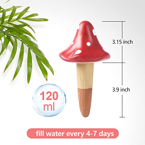 HOMYHEE Self Watering Spikes Mushroom Shaped Plant Watering Globes Irrigation Terracotta Watering Device Garden Waterer for Indoor Outdoor Plant 4 Packs - Image 2