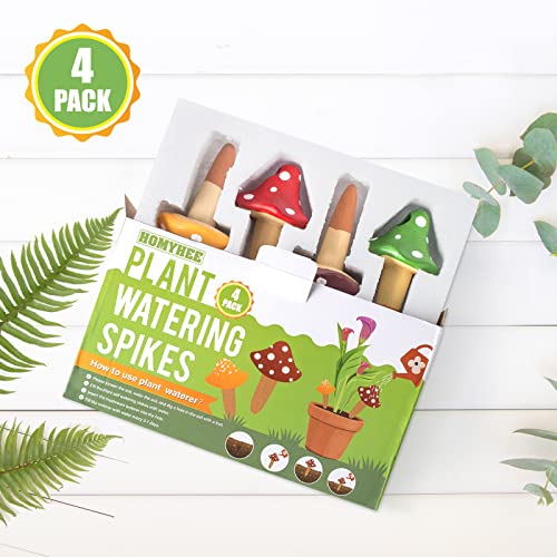 HOMYHEE Self Watering Spikes Mushroom Shaped Plant Watering Globes Irrigation Terracotta Watering Device Garden Waterer for Indoor Outdoor Plant 4 Packs - Image 5