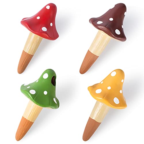 HOMYHEE Self Watering Spikes Mushroom Shaped Plant Watering Globes Irrigation Terracotta Watering Device Garden Waterer for Indoor Outdoor Plant 4 Packs - Image 1