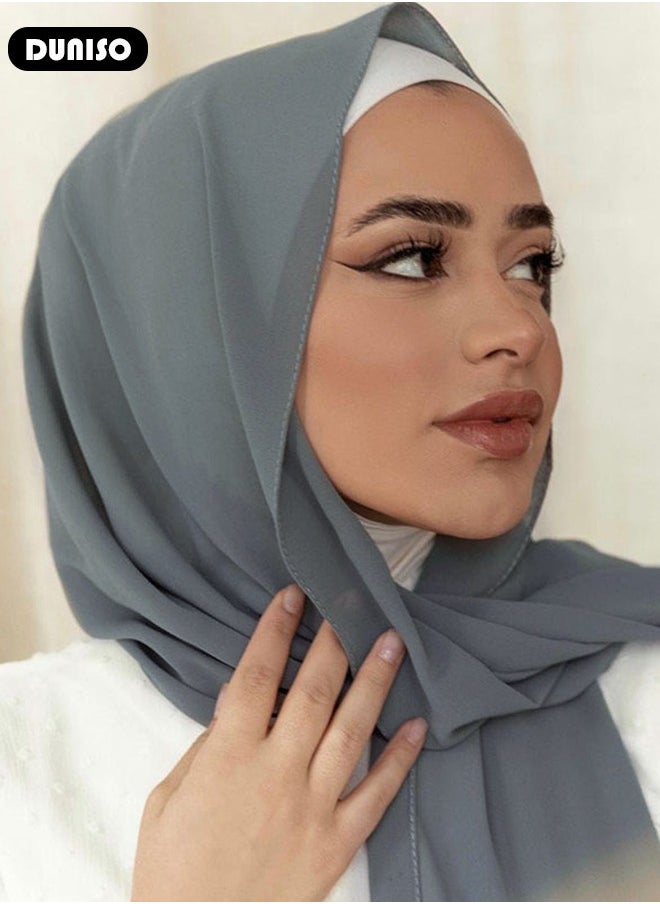 DUNISO Women's Hijab, Premium Breathable Chiffon Hijab, Stylish and Comfortable Hijab Scarfs,  Very Comfy & Good for Everyday Use, Versatile and Artistic Scarf for Women  - Image 5