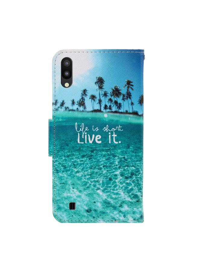 اس-توب جراب لهاتف Galaxy A10 / M10، جراب جلدي من البولي يوريثان قابل للطي أفقيًا برسومات ملونة ثلاثية الأبعاد مع حامل وفتحات للبطاقات ومحفظة - Image 3