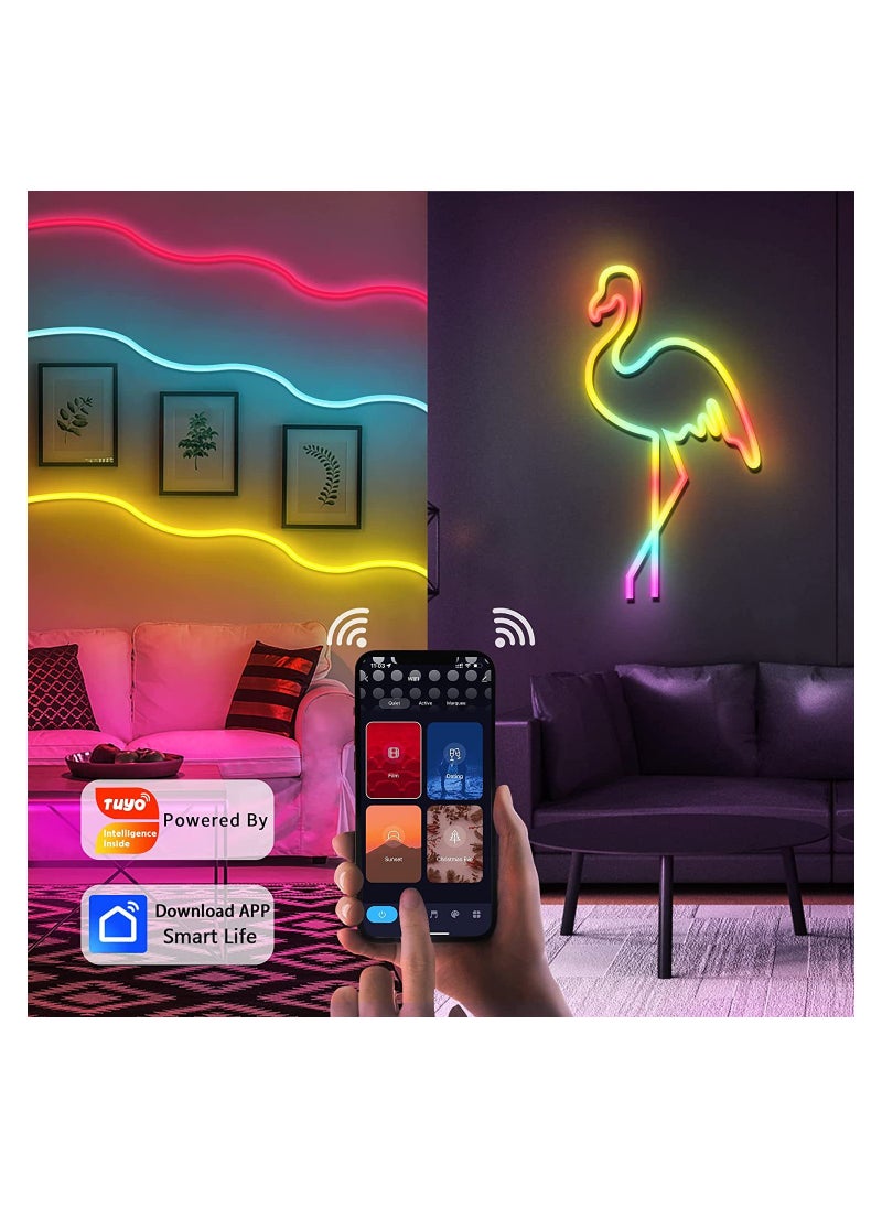 UanTii 5M UanTii Smart Neon Light Strip Tuya WIFI DIY LED Strip RGBIC Dream Color Waterproof Music Sync Cuttable Bendable Light Strip  - Image 5