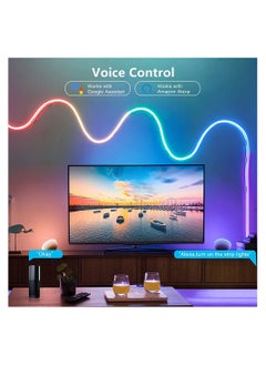 يان تي شريط إضاءة نيون ذكي من تويا، 5 أمتار، شريط إضاءة LED RGBIC WiFi؛ مقاوم للماء، مزامنة الموسيقى، شريط إضاءة قابل للانحناء بنفسك  - Image 4