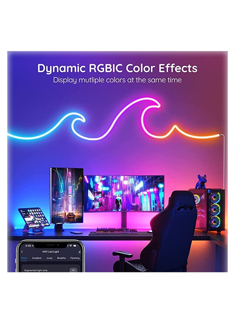 UanTii - 5M UanTii Smart Neon Light Strip Tuya WIFI DIY LED Strip RGBIC Dream Color Waterproof Music Sync Cuttable Bendable Light Strip - Image 1
