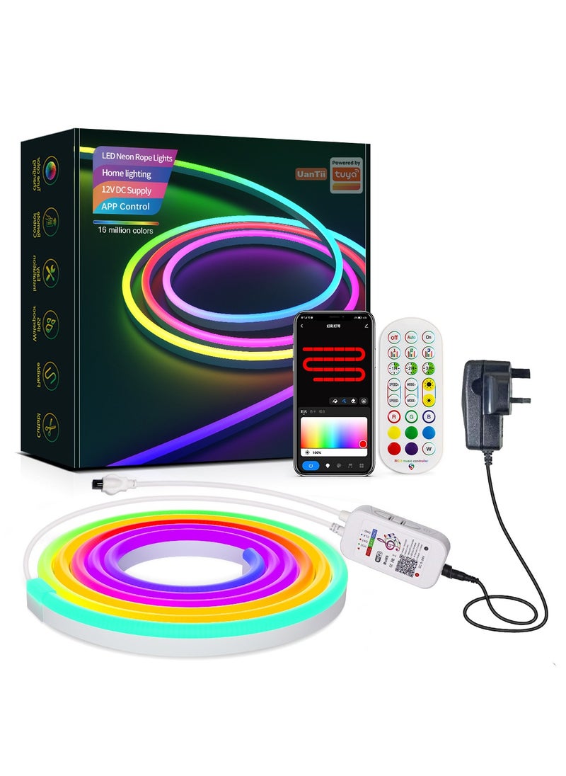 UanTii 5M UanTii Smart Neon Light Strip Tuya WIFI DIY LED Strip RGBIC Dream Color Waterproof Music Sync Cuttable Bendable Light Strip  - Image 1