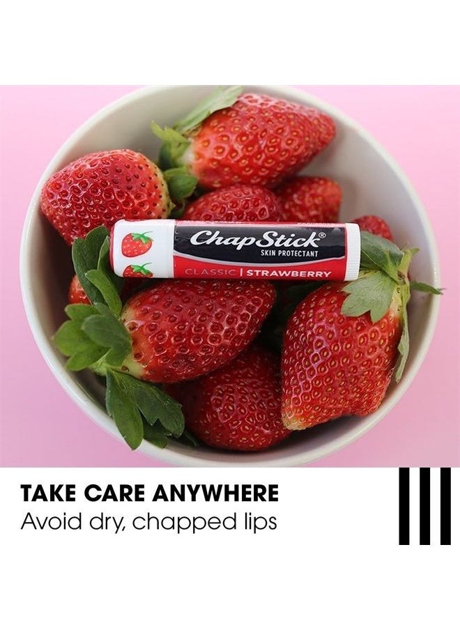chapstick Classic (1 Box of 12 Sticks, 12 Total Sticks, Strawberry Flavor) Skin Protectant Flavored Lip Balm Tube, 0.15 Ounce Each  - Image 4