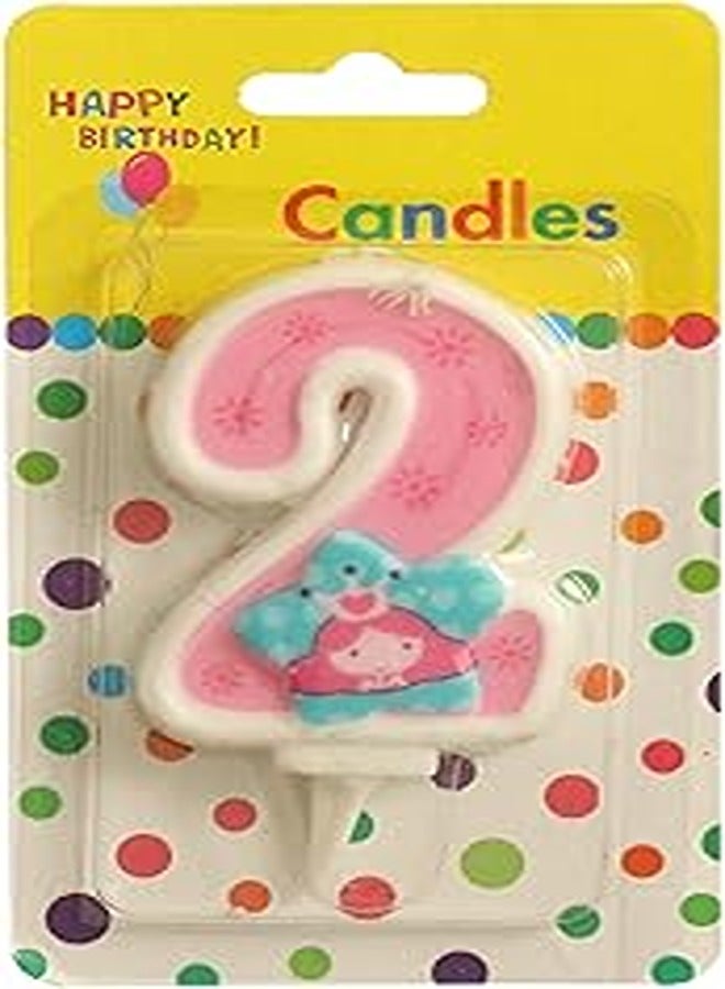 Star Kids Birthday Candle Number 2 For Unisex, Multi Color