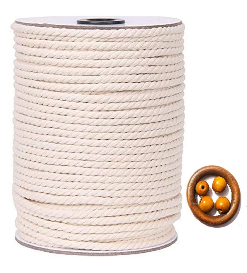 VMPS VMPS Twisted 4mm 100 Meters Compatible for Macrame Thread for Wall Hanging Craft Plant Hanger Shelf Crochet Swing Tapestry OffWhite  - Image 3