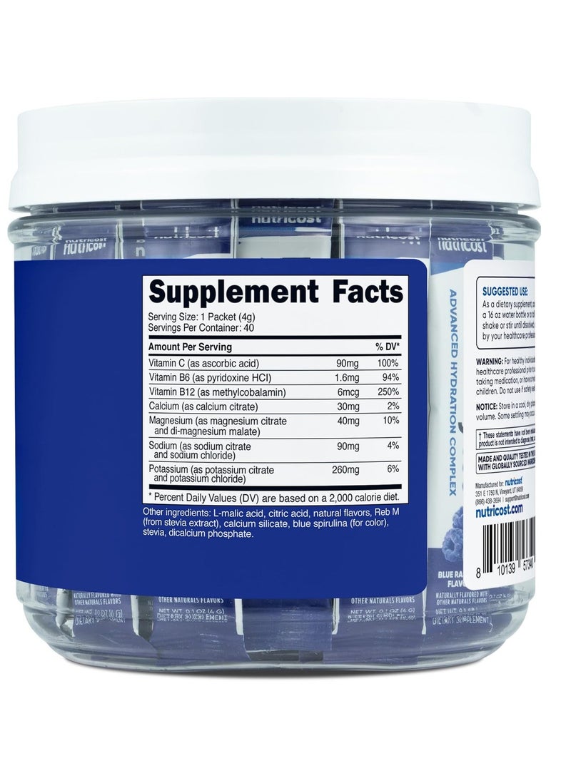 Nutricost Electrolytes Complex, Blue Raspberry Flavored, 40 Stickpacks - Advanced Hydration Complex 40 Servings - Image 2