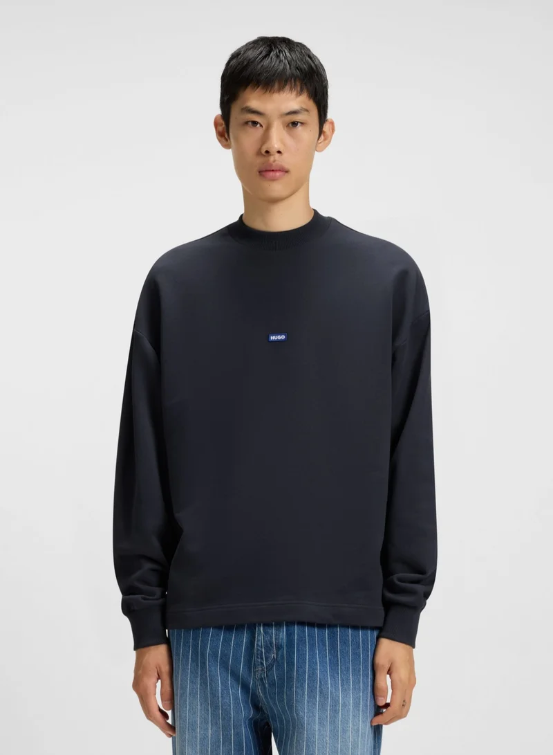هوجو Cotton-terry sweatshirt with blue logo label