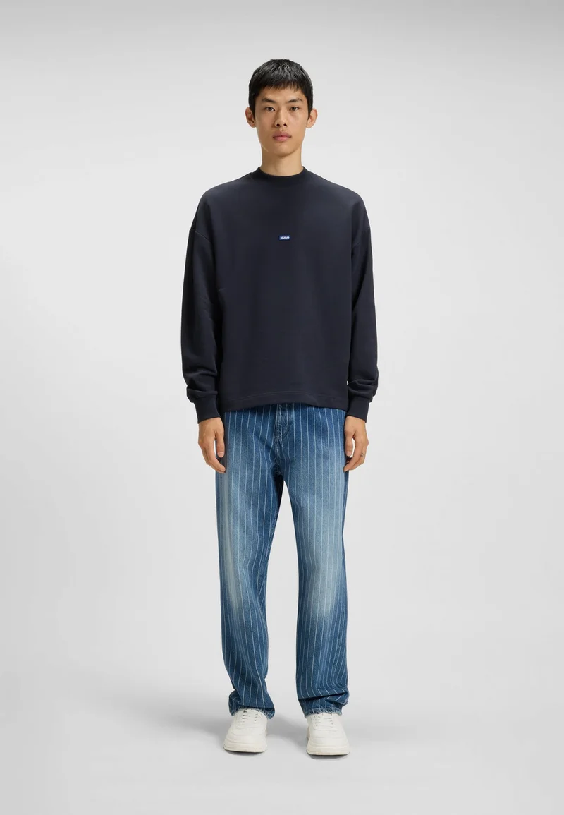 HUGO Dark Blue Cotton-terry sweatshirt with blue logo patch for Men | Best Price UAE