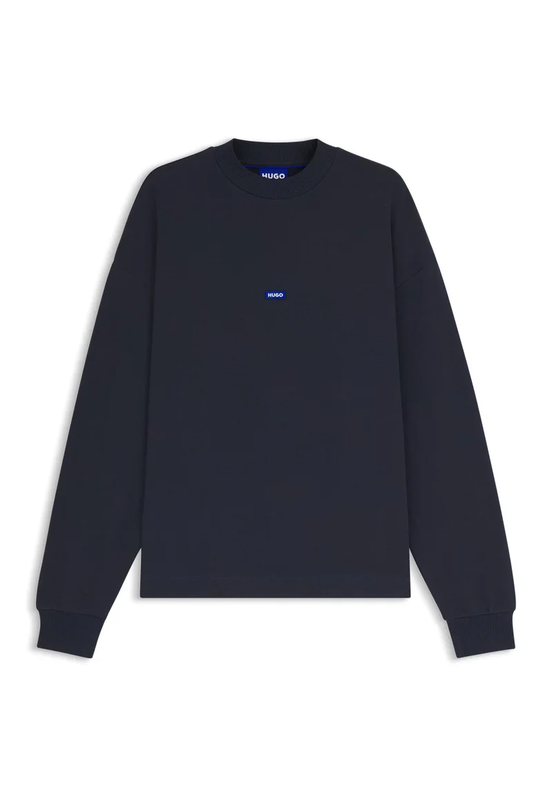 HUGO Dark Blue Cotton-terry sweatshirt with blue logo patch for Men | Best Price UAE