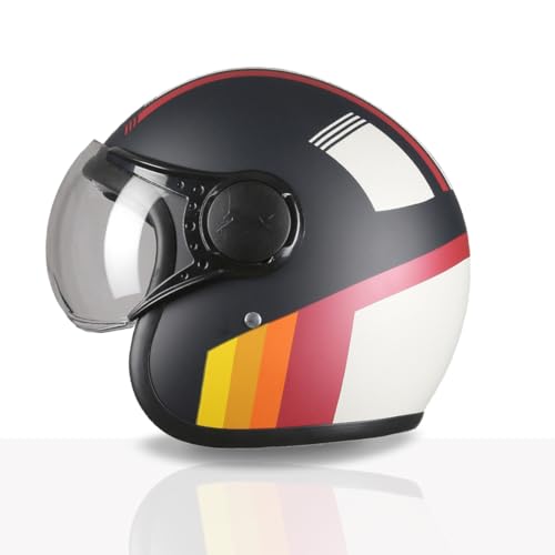 TVS Cruisetown Open Face Helmet | Half Face Helmet for Riders | ISI & DOT Certified | Premium Protection for Men & Women | Comfortable, Durable & Lightweight Design with Visor (Navy & Red/XL) - Image 4