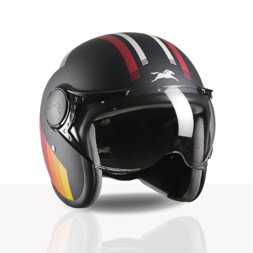TVS Cruisetown Open Face Helmet | Half Face Helmet for Riders | ISI & DOT Certified | Premium Protection for Men & Women | Comfortable, Durable & Lightweight Design with Visor (Navy & Red/XL) - Image 3
