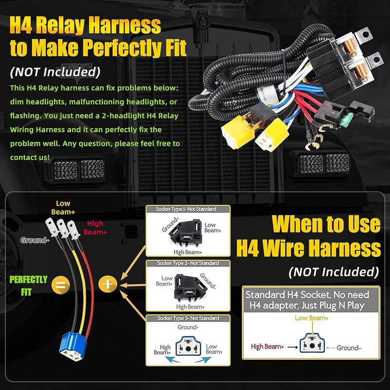 Sakeye Dot Approved 4x6 Inch LED Headlights - 4PCS High Low Sealed Beam Rectangular Headlights for Trucks - Image 5