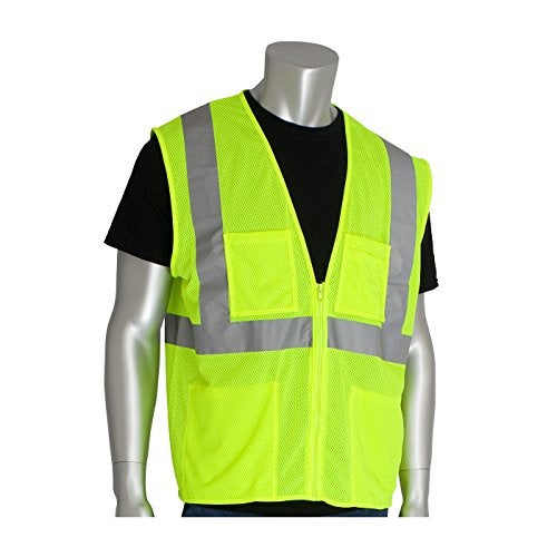 PIP Protective Industrial Products 302-MVGZ4PLY-XL PIP 302-MVGZ4PLY-XL Zipper Safety Vest, Yellow, XL, Hi-Vis Yellow - Image 3