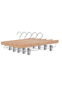 Aster A Set Of 4  Pants Skirt Hangers, Hangers Clothes With 360° Swivel, Metal Bar with pants/skirt clips, natural color, (10-Pack)  - Image 1