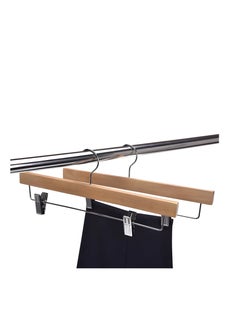 Aster A Set Of 4  Pants Skirt Hangers, Hangers Clothes With 360° Swivel, Metal Bar with pants/skirt clips, natural color, (10-Pack)  - Image 4