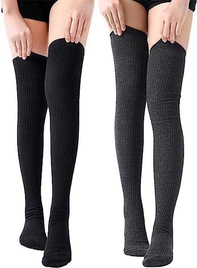DIPDEY Wool Warm Thigh High Socks Knitted Thick Thermal Woolen Socks For Women Winter Wear Knee Length Knee High Leg Warmers Long Socks Boot Cuffs Knee Cap Stocking Girls (Free Size,1 Pair),Assorted - Image 1