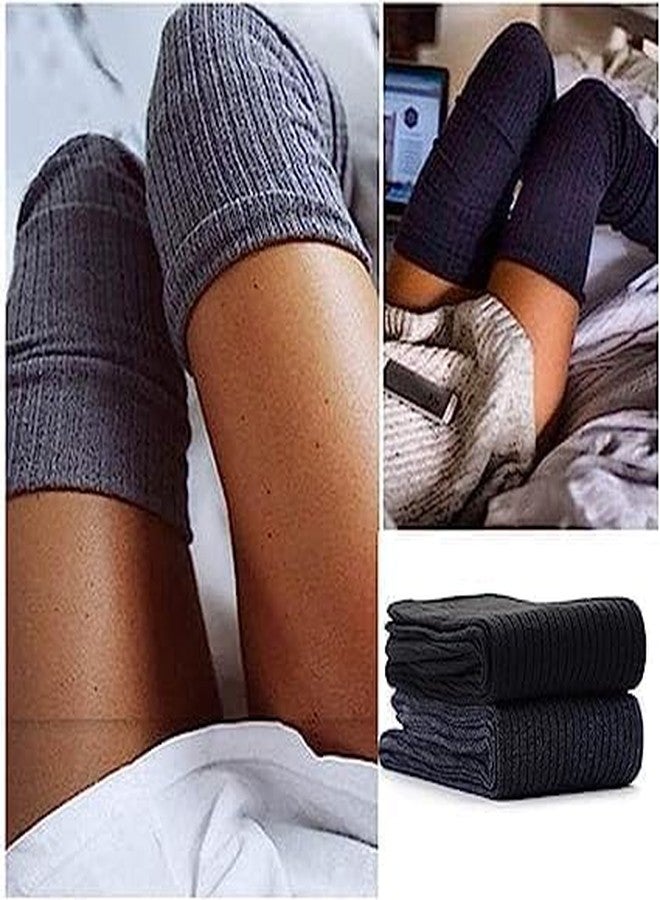 DIPDEY Wool Warm Thigh High Socks Knitted Thick Thermal Woolen Socks For Women Winter Wear Knee Length Knee High Leg Warmers Long Socks Boot Cuffs Knee Cap Stocking Girls (Free Size,1 Pair),Assorted - Image 4