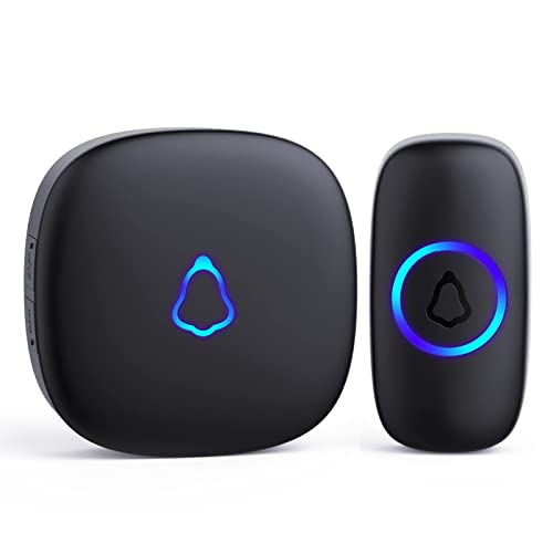 SECRUI Wireless Doorbell, Easy installation, Waterproof, Adjustable Volume, 58 Chimes, Colorful LED, 1000Ft Range, M520+F55, Black - Image 1