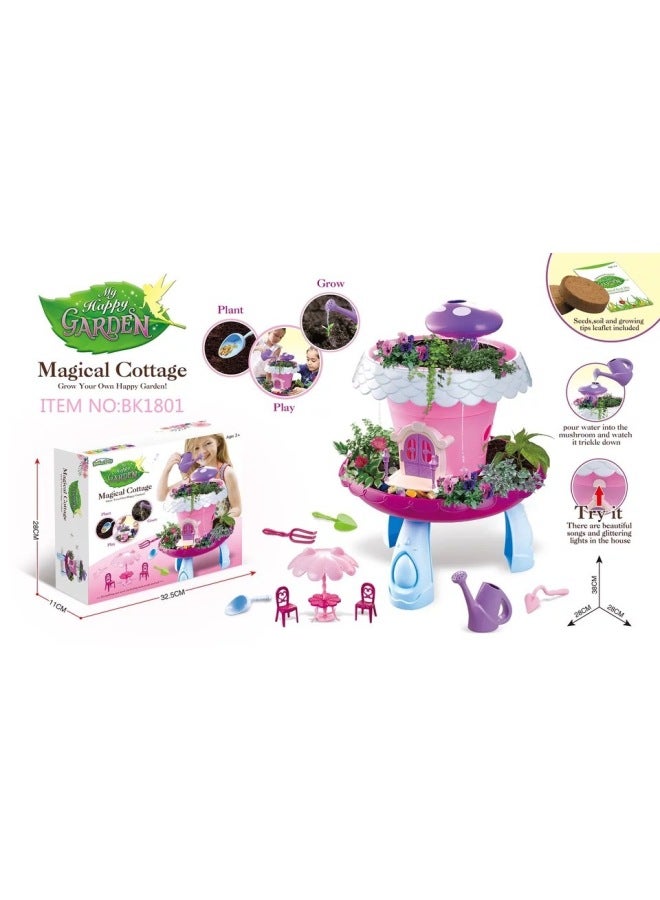 DIY Boys And Girls Flower Toys Magic Spray Garden Planting Set Children's Play-Color:BK1801 (with Light Music) Girl - Image 1