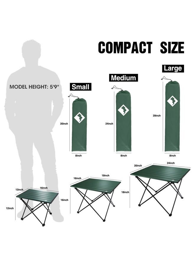 VILLEY Portable Camping Side Table, Ultralight Aluminum Folding Beach Table with Carry Bag for Outdoor Cooking, Picnic, Camp, Boat, Travel - Green - Image 3