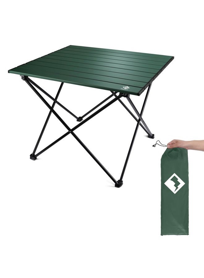VILLEY Portable Camping Side Table, Ultralight Aluminum Folding Beach Table with Carry Bag for Outdoor Cooking, Picnic, Camp, Boat, Travel - Green - Image 1