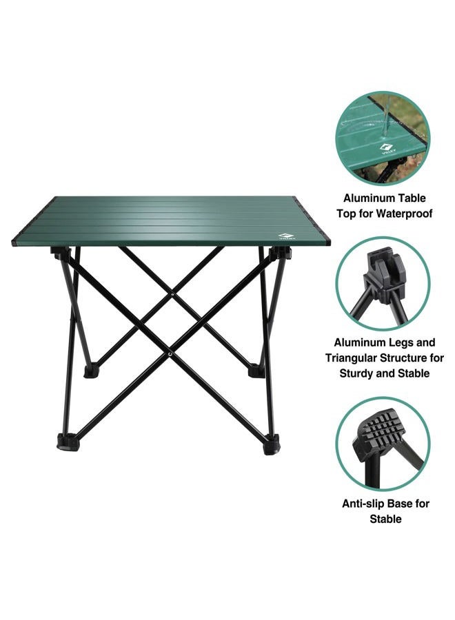 VILLEY Portable Camping Side Table, Ultralight Aluminum Folding Beach Table with Carry Bag for Outdoor Cooking, Picnic, Camp, Boat, Travel - Green - Image 5