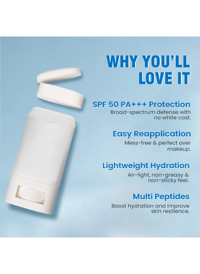 جلامفيدا عصا واقي الشمس غير المرئي من جلامفيدا بحمض الهيالورونيك SPF-50 PA+++ | فلتر للضوء الأزرق، ترطيب بحمض الهيالورونيك والسيراميدات | لمسة نهائية ندية، سهل الاستخدام | حماية من الأشعة فوق البنفسجية UVA/UVB | للرجال والنساء | 20 غرام - Image 3