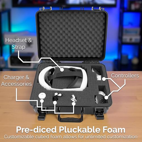 CASEMATIX Hard Case Compatible with Meta Quest 3S, Quest 3, Quest 2, Oculus Quest – VR Headset & Accessories Storage Case with Customizable Foam Protection - Image 4