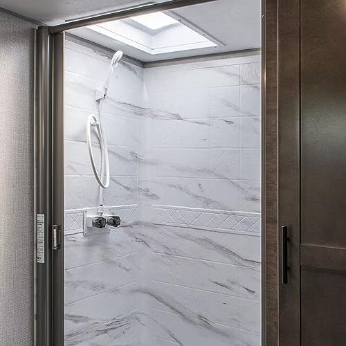 EXCELFU RV Shower Faucet, 4" RV Camper Shower Faucet Valve Diverter Replacement with Dual Smoked Acrylic Knobs for Outside and Inside Bathroom (White+Smoke Gray) - Image 5