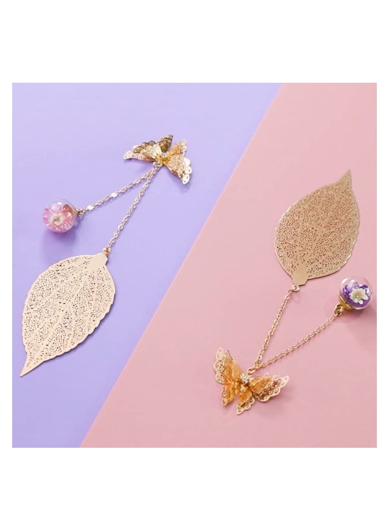 3D Butterfly Metal Bookmarks with Dried Flowers, Handmade Elegant Book Markers, Perfect Women's Gift for Readers and Friends - Image 5