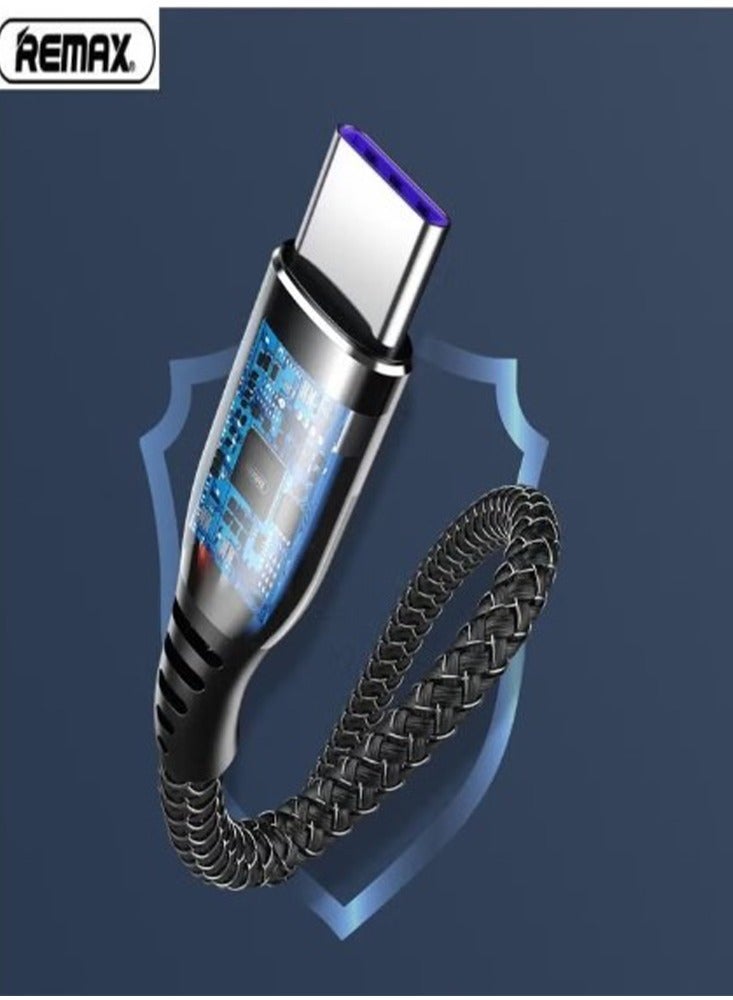 ريماكس RC-195 كابل بيانات شحن سريع خالٍ من التشابك 1000 مم 65 وات من النوع C إلى C أسود - Image 3