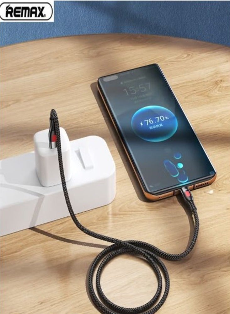 ريماكس RC-195 كابل بيانات شحن سريع خالٍ من التشابك 1000 مم 65 وات من النوع C إلى C أسود - Image 5