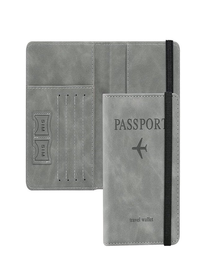 Stealodeal RFID Protector Grey Passport Holder Travel Wallet Organiser, Passport Case with PU Leather Travel Document Holder for Men & Women Travel Accessories - Image 1